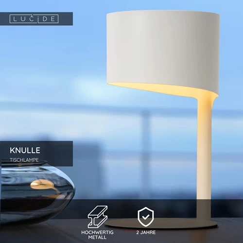 Lucide KNULLE - Tischlampe - Ø 15 cm - 1xE14 - Weiß - USP